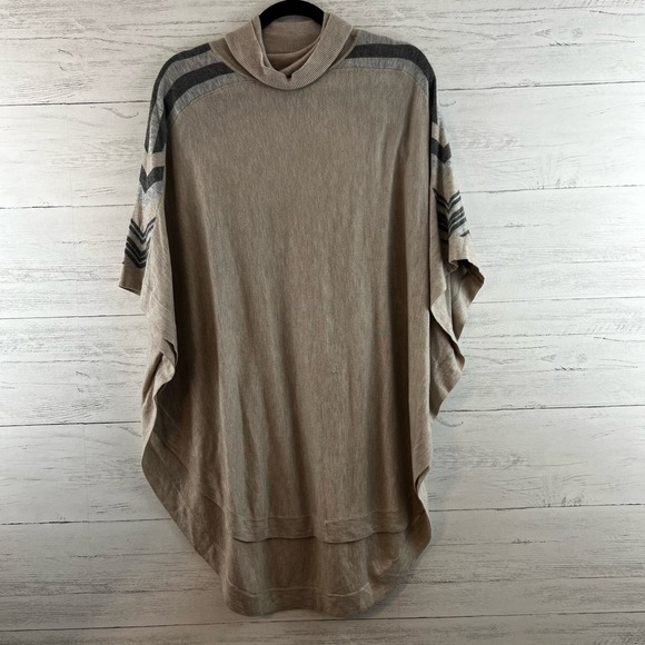 Splendid Tan Stripe Longline Cowl Neck Knit Top Size M/L - Picture 1 of 9